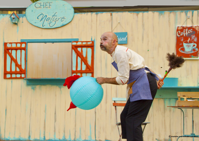CHEF NATURE. Espectáculo de teatro de calle de Markeliñe. Restaurante. Dispositivos móviles. Slow food. 